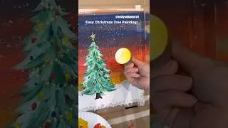 [clip] Easy Christmas tree painting!🎨🎄 #howto #paintingtutorial #easypainting