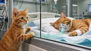 Mother Cat Is Treated After Giving Birth to Her Young&hellip; and Kitten Panics Searching for Assistance 😢🐾