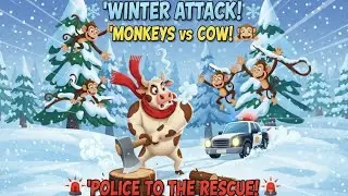 🚨 Monkeys vs Cow | Snow Battle Begins! | Funny Animal Cartoon 2025 | Shinafi Entertainment