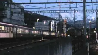 SBB Re 4/4 II with an inter Regio train arrives in Thun
