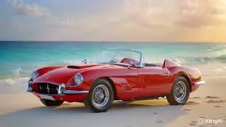 Ferrari on Tropical Shore 🌴 Ultra Cinematic Ocean Waves & Golden Hour Calm (8K HDR Seamless Loop)