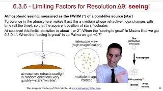 6.3.5 - 6.3.7 - Theoretical Resolution vs real resolution: seeing + focal length