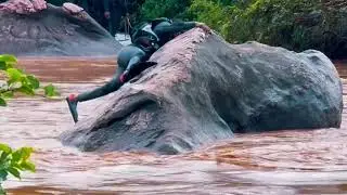 Soldiers, Police Officers Rescue a Stranded Woman and Two Children Swept Away By Floods