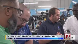 EV charging station technicians graduate from Wake Tech