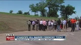 Historical marker placed at Standpipe Hill, significant during Tulsa race riots