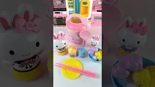 Satisfying with Unboxing & Review Pink Rabbit Kitchen Rice Cooker Set | ASMR Video no music #asmrtoy