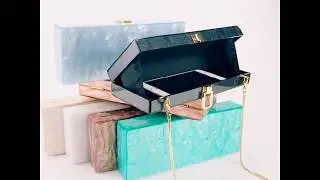 Vogue Fair 2018 New Marble Pattern Acrylic Clutch Elongated Minaudiere Chic Evening Bag