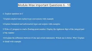 Module Wise Important Questions -PPS