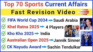 Sports 2025 Current Affairs | Important Sports Current Affairs 2025 | Sports Current Affairs 2024-25