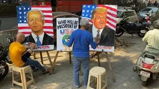 Mumbai artists paint Trump and Biden ahead of vote | AFP