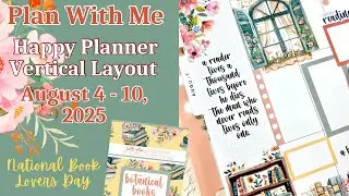 BOOK LOVERS DAY | VERTICAL LAYOUT PLAN WITH ME | AUG 4-10 | CATCHALL HAPPY PLANNER | KELLOFAPLAN