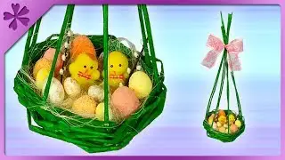 DIY How to make paper wicker nest 🐣 Easter table decoration (ENG Subtitles) - Speed up #589