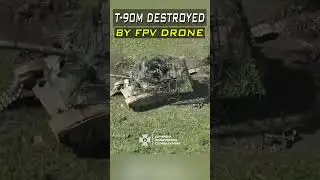FPV Drone Destroys Abandoned T-90M Tank in Spectacular Blaze #tank #drones #dronewarfare
