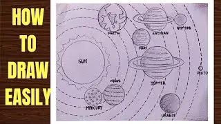 How to draw solar system easily with pencil sketch for beginners - step by step