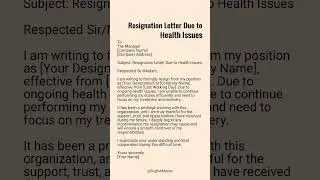 Resignation Letter due to Health issues #healthissues #resignation #shorts