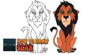 How to Draw Scar The Lion King Art Tutorial Step by Step Art lesson for kids