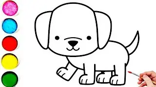 Cute dog drawing for kids | painting and colouring satisfying | kids drawing tube 3