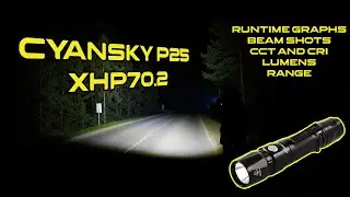 Cyansky P25 3000lm EDC tactical flashlight review | Night shots and runtime graphs
