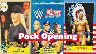 WWE Hanger Pack card opening 2017 Topps Heritage Rip Pulled a sweet Liv Morgan