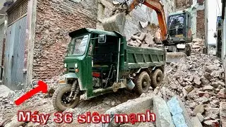 Công nông chở gạch máy 36 cực mạnh | máy xúc dosan dx55 phá nhà | Ô tô tải | xe ba bánh | xe con