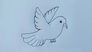 How to draw bird from V letter / drawing a bird with english letter
