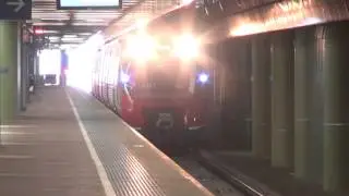 Electric train arrives at Adelaide Railway Station