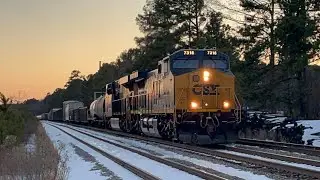 CSX Q410 Rocky Mount NC 02/02/2026 Big Monday Evening Mixed Train in The Snow