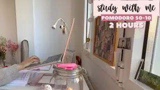 STUDY WITH ME | ASMR studying, pomodoro 50-10 timer, 2 hours, background noise, no music