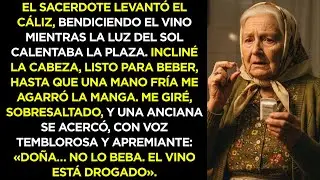 El cura bendec&iacute;a la comida cuando una anciana tir&oacute; de mi manga y as&iacute; dijo: &laquo;El vino est&aacute; envenenado&raquo;