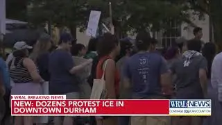Dozens protest ICE in downtown Durham