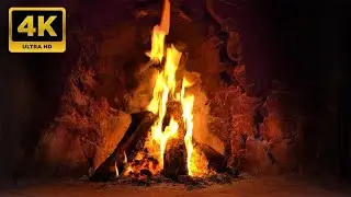 Vinterbrasa - eld i &ouml;ppen spis i 4 timmar.  (Open fire 4K)
