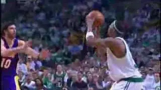Paul Pierce Pump Fakes to Draw Contact For the Foul and Knocks Down a Three