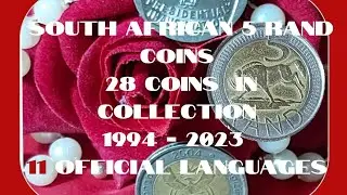 South African 5 rand coins 28 coins in collection 1994-2023 11 official languages added 10 more coin