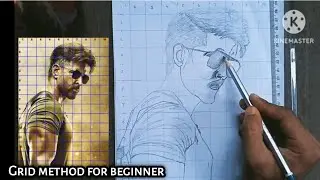 How to Draw Outline With Grid Method A4 Size// Hrithik Roshan portrait drawing tutorial Step by Step