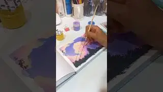 dreamy cloud painting tutorial✨️ #acrylicscenery #gouachepaint #gouacheart #artwork #gouachepainting