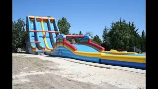 Giant rainbow inflatable water slide n slip for inflatable water park outdoor