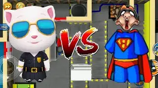 Agent Angela vs Super Bob Suit Outfit - Talking Tom Gold Run vs Robbery Bob