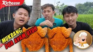 MUKBANG 2 AYAM UTUH RICHEESE DI SAWAH | MUKBANG AYAM RICHEESE