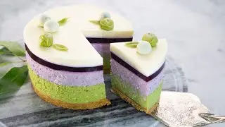 No-Bake Matcha blueberry Cheesecake Eggless & Without oven｜Anneke Cooking