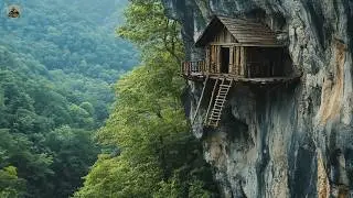 Solo Survival: Building an INCREDIBLE Cliff Shelter & Cave Fish Pond