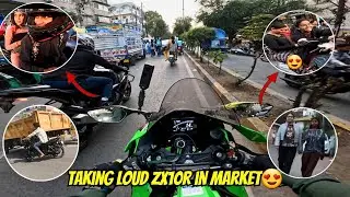 Taking Loud ZX10R In Market 🔥| Crazy Market Reactions 😍