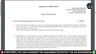 SOLVED ASSIGNMENT OF Post Graduate Diploma in Geriatric Medicine (PGDGM) MME-104/AS-2