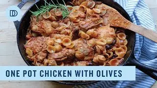 Greek Style Chicken with Olives and Pasta (One Pot Meal)