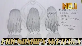 Best friends❤ pencil Sketch Tutorial || How To Draw four Friends Hugging Each other