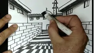 مالكم يااحباب رسم سهل. جرب ارسم ماراح تخسر .رسم.منزل قديم ومسجد.
