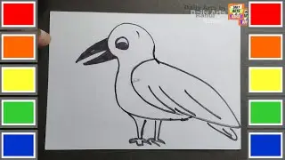 Crow Bird Drawing, Painting, and Coloring for Kids & Toddlers