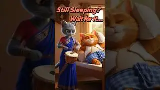 Kitty tries to wake up Pitu Mama! 😹| Pitu Mama vs Kitty Comedy #cat #sleep #cartoon #shorts2025