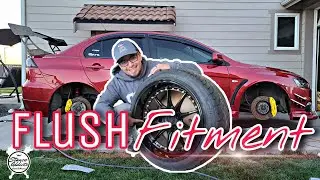 Bagged Evo X new wheel fitment