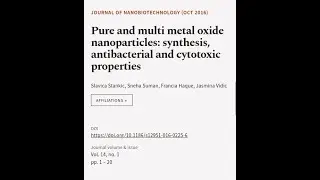 Pure and multi metal oxide nanoparticles: synthesis, antibacterial and cytotoxic prop... | RTCL.TV