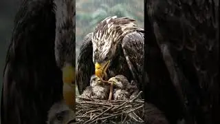 Mother Protecting Her Babies From Heavy Rain🥺 #eagles #mother #loveanimalworld #sadsituation #fypシ